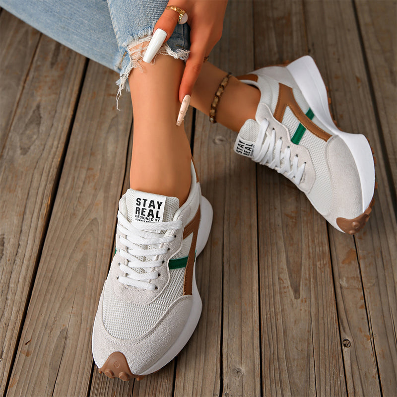 Retro-Sneaker mit Mesh-Obermaterial und Plateausohle für Damen