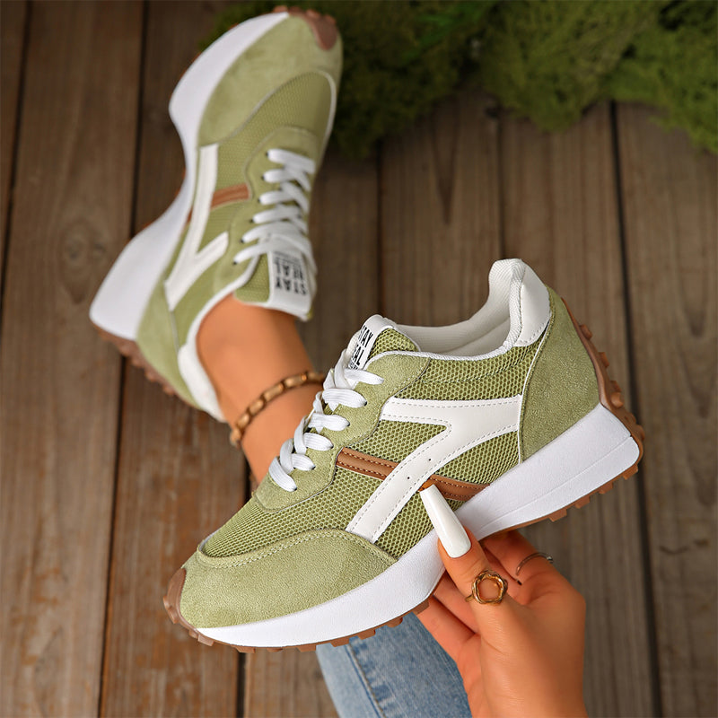 Retro-Sneaker mit Mesh-Obermaterial und Plateausohle für Damen