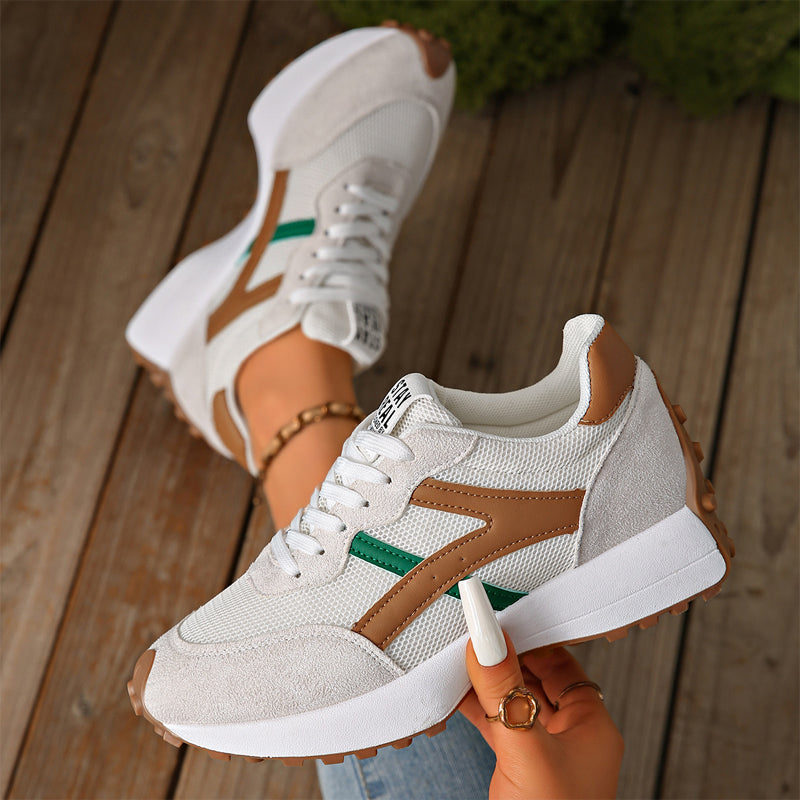 Retro-Sneaker mit Mesh-Obermaterial und Plateausohle für Damen