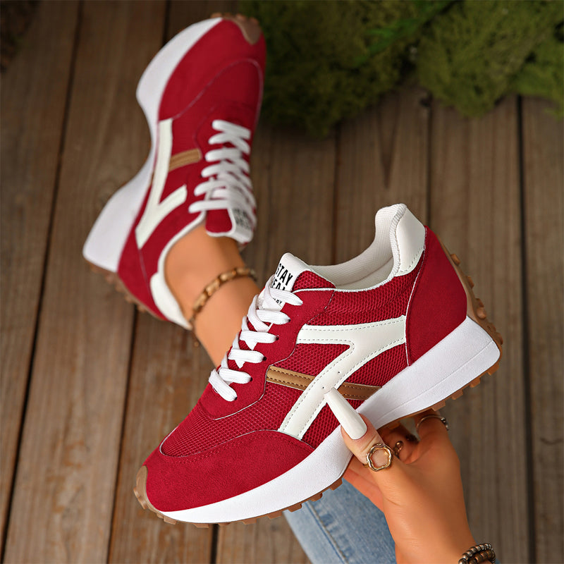 Retro-Sneaker mit Mesh-Obermaterial und Plateausohle für Damen