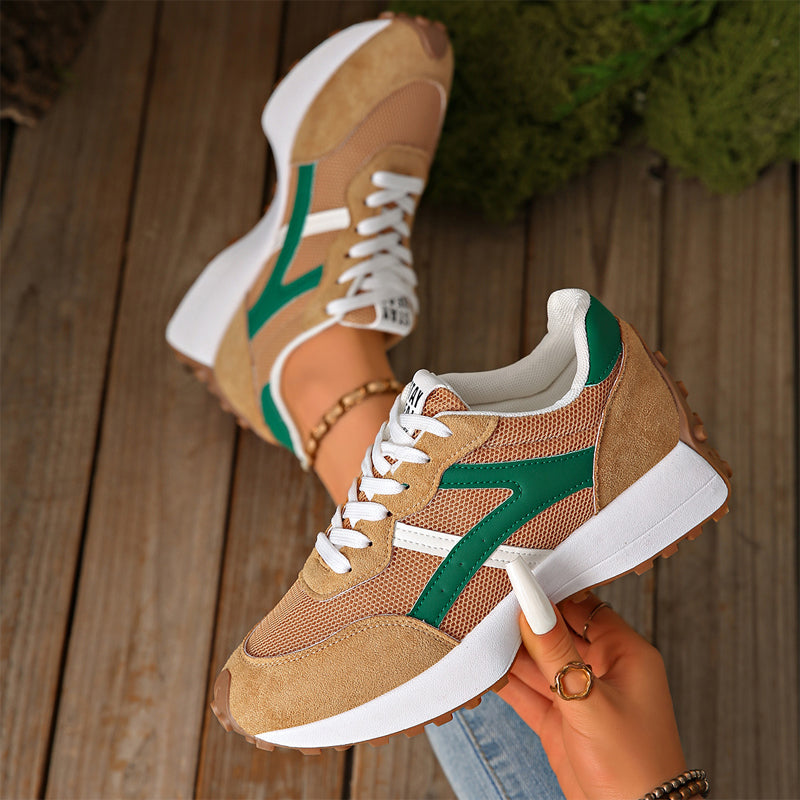 Retro-Sneaker mit Mesh-Obermaterial und Plateausohle für Damen