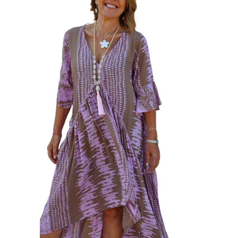 Lässiges Midi-Kleid für Damen im Boho-Stil mit Print