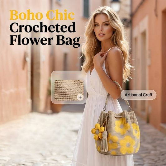 Gluschwein - 🌻 Handgefertigte Häkeltasche mit Blumenmuster – leichte Baumwollmischung, geräumig & boho – perfekt für Sommer & Strand