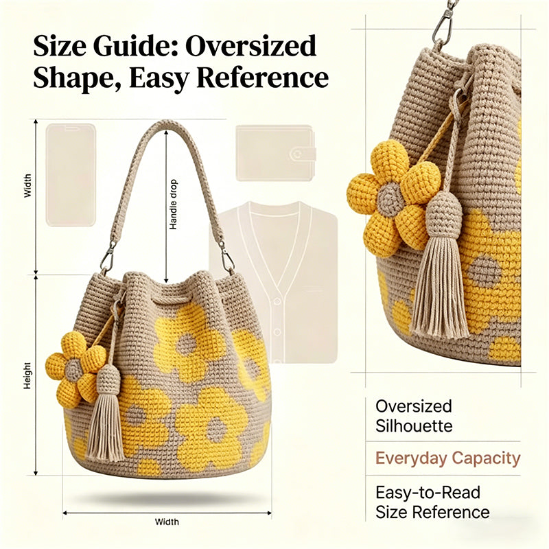🌻 Handgefertigte Häkeltasche mit Blumenmuster – leichte Baumwollmischung, geräumig & boho – perfekt für Sommer & Strand