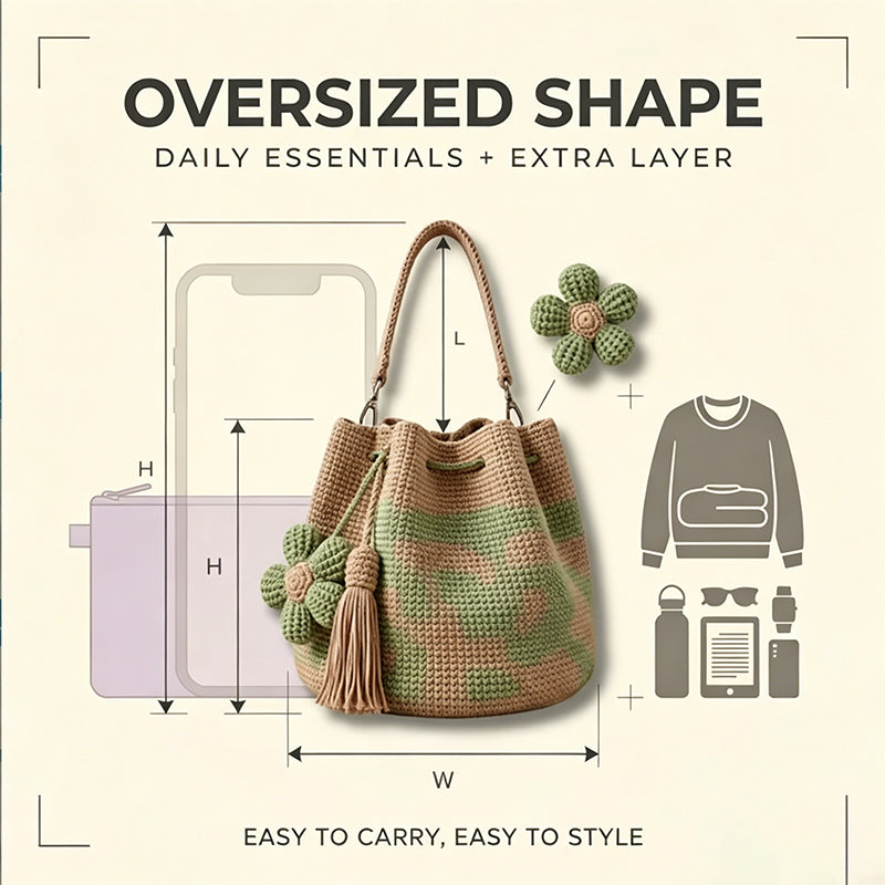 🌻 Handgefertigte Häkeltasche mit Blumenmuster – leichte Baumwollmischung, geräumig & boho – perfekt für Sommer & Strand