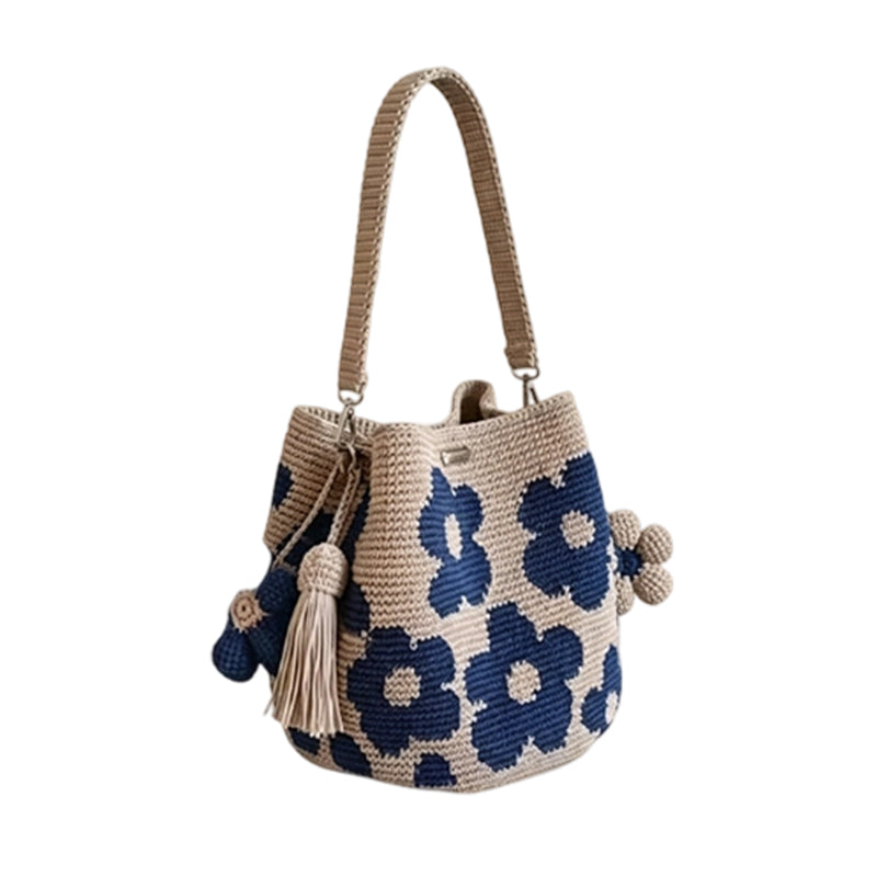 🌻 Handgefertigte Häkeltasche mit Blumenmuster – leichte Baumwollmischung, geräumig & boho – perfekt für Sommer & Strand