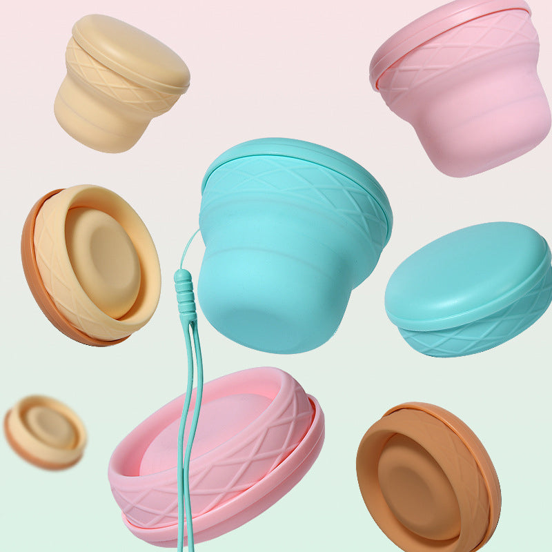 Collapsible Silicone Travel Cup with Lid & Lanyard