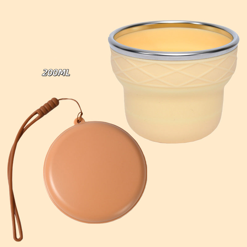Collapsible Silicone Travel Cup with Lid & Lanyard