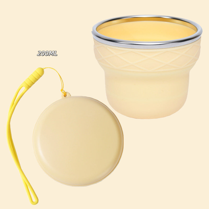 Collapsible Silicone Travel Cup with Lid & Lanyard