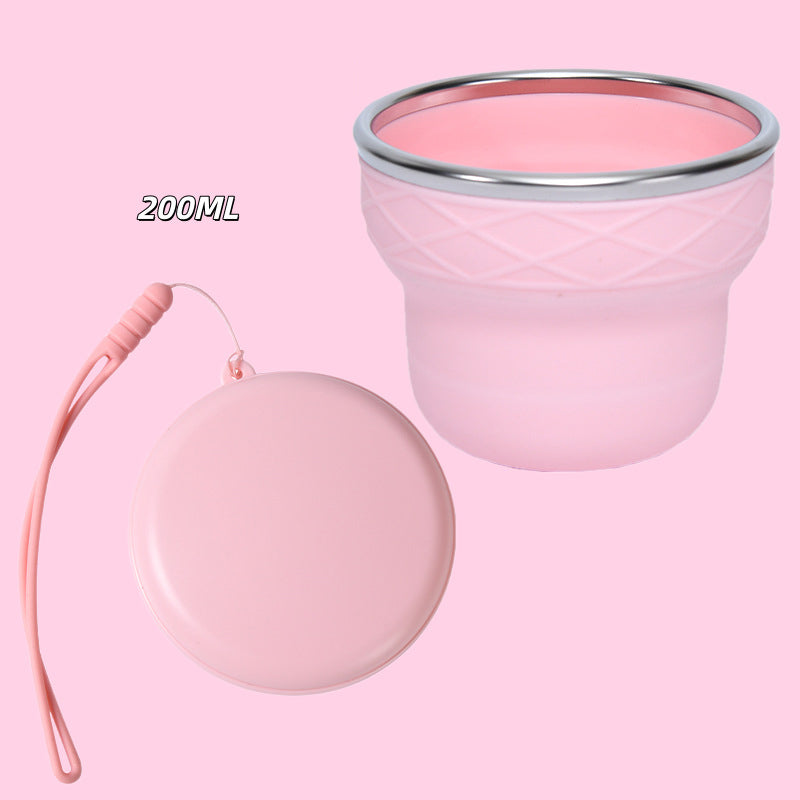 Collapsible Silicone Travel Cup with Lid & Lanyard