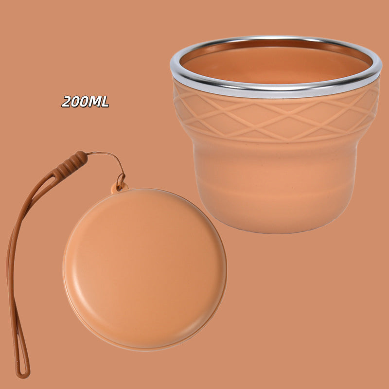 Collapsible Silicone Travel Cup with Lid & Lanyard