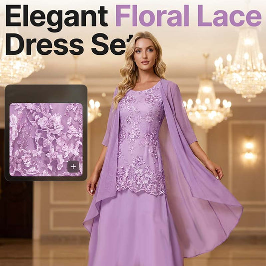 Gluschwein - Women's Knee-Length Formal Dress and Cardigan Set