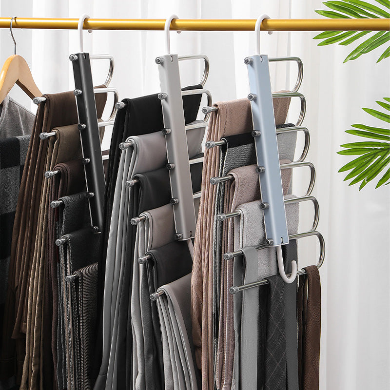 Mehrzweck-Klappbarer Hosenbügel aus Edelstahl – mehrlagig, rutschfest & platzsparend – ideal für die ordentliche Aufbewahrung von Hosen im Kleiderschrank