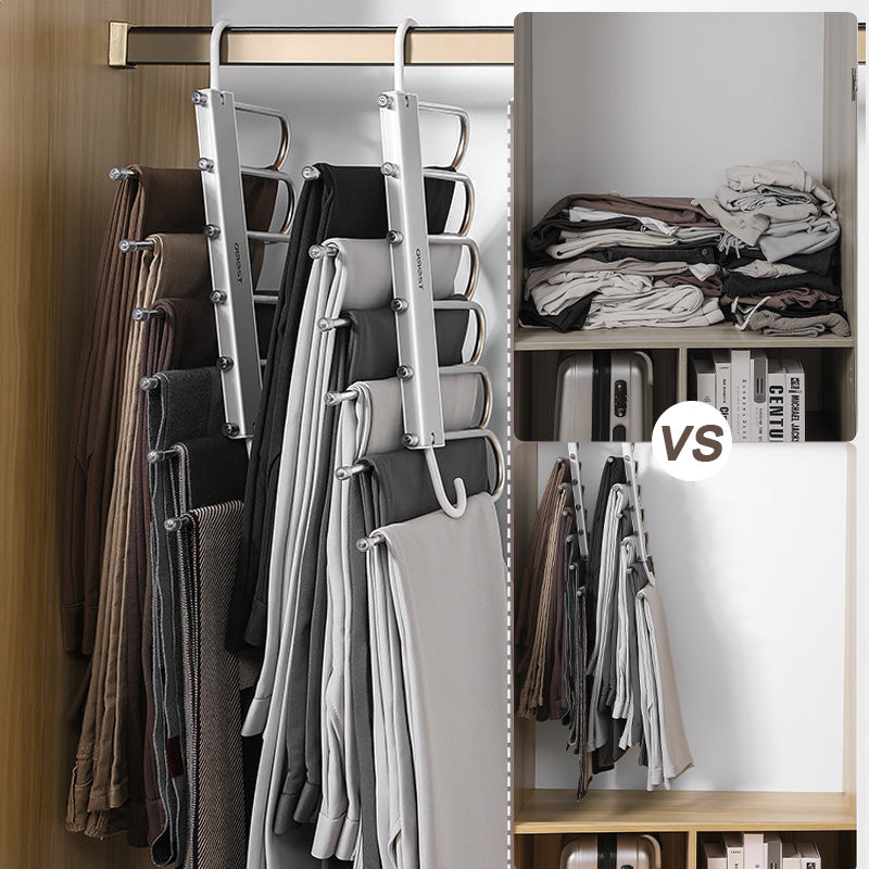 Mehrzweck-Klappbarer Hosenbügel aus Edelstahl – mehrlagig, rutschfest & platzsparend – ideal für die ordentliche Aufbewahrung von Hosen im Kleiderschrank