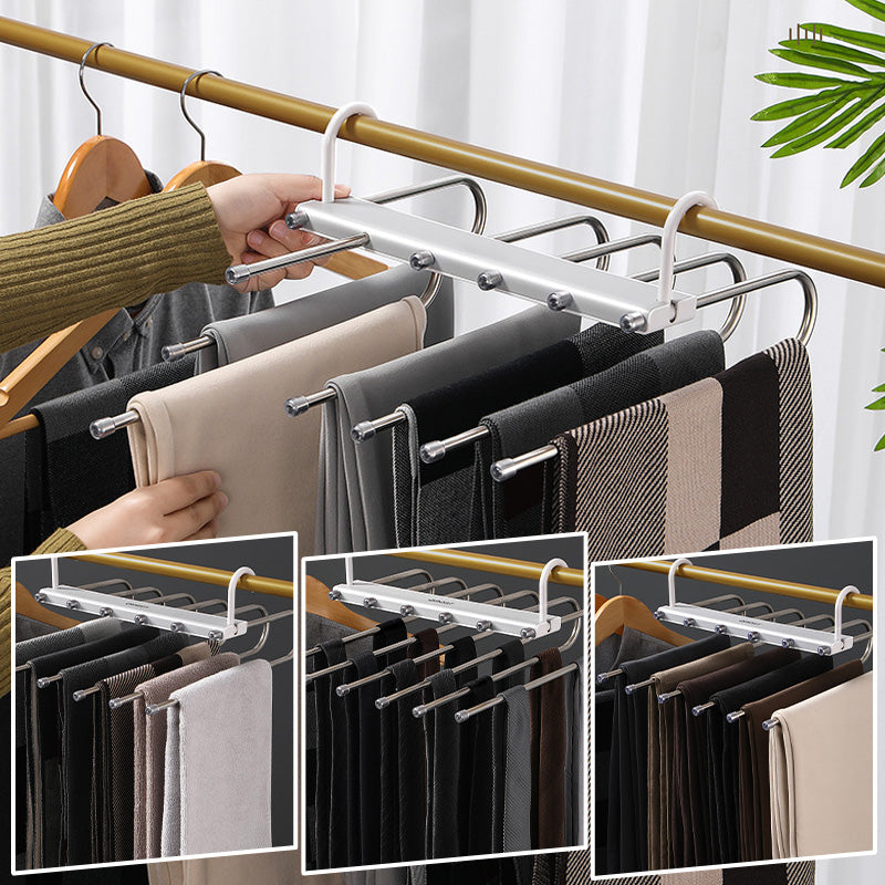 Mehrzweck-Klappbarer Hosenbügel aus Edelstahl – mehrlagig, rutschfest & platzsparend – ideal für die ordentliche Aufbewahrung von Hosen im Kleiderschrank