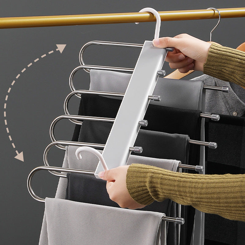 Mehrzweck-Klappbarer Hosenbügel aus Edelstahl – mehrlagig, rutschfest & platzsparend – ideal für die ordentliche Aufbewahrung von Hosen im Kleiderschrank