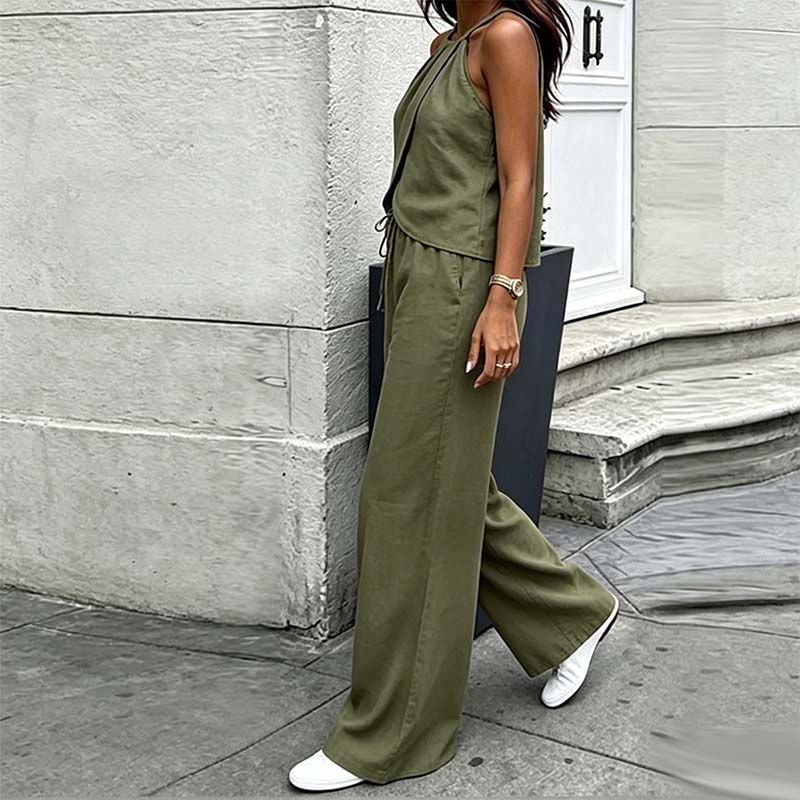 🌞NEU: Sommerkollektion mit bis zu 50% Rabatt💰Elegantes zweiteiliges Set mit Haltertop und weiter Hose – Fließend, vielseitig & perfekt für Hochzeit, Urlaub oder besondere Anlässe 👖