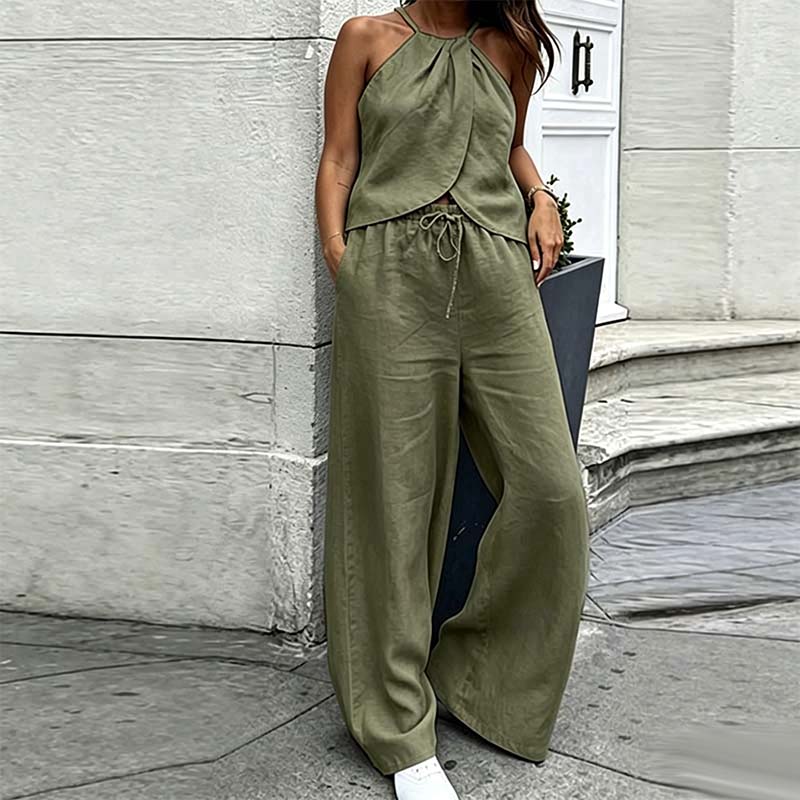 🌞NEU: Sommerkollektion mit bis zu 50% Rabatt💰Elegantes zweiteiliges Set mit Haltertop und weiter Hose – Fließend, vielseitig & perfekt für Hochzeit, Urlaub oder besondere Anlässe 👖