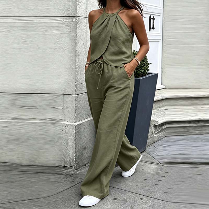 🌞NEU: Sommerkollektion mit bis zu 50% Rabatt💰Elegantes zweiteiliges Set mit Haltertop und weiter Hose – Fließend, vielseitig & perfekt für Hochzeit, Urlaub oder besondere Anlässe 👖