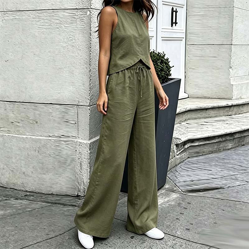 🌞NEU: Sommerkollektion mit bis zu 50% Rabatt💰Elegantes zweiteiliges Set mit Haltertop und weiter Hose – Fließend, vielseitig & perfekt für Hochzeit, Urlaub oder besondere Anlässe 👖