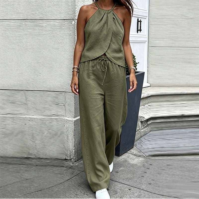🌞NEU: Sommerkollektion mit bis zu 50% Rabatt💰Elegantes zweiteiliges Set mit Haltertop und weiter Hose – Fließend, vielseitig & perfekt für Hochzeit, Urlaub oder besondere Anlässe 👖