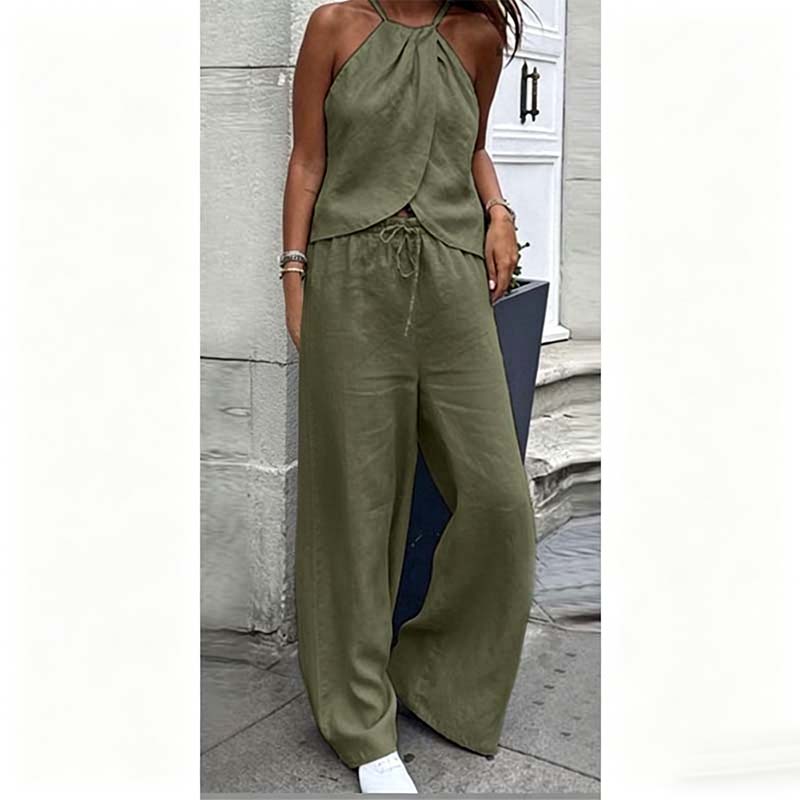 🌞NEU: Sommerkollektion mit bis zu 50% Rabatt💰Elegantes zweiteiliges Set mit Haltertop und weiter Hose – Fließend, vielseitig & perfekt für Hochzeit, Urlaub oder besondere Anlässe 👖