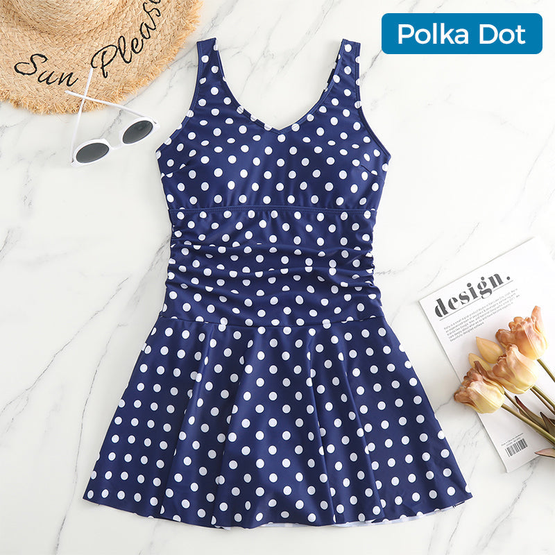 Women's Printed Slim Fit Strap Dress Swimsuit