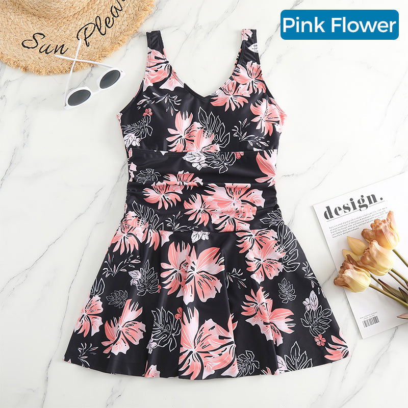 Women's Printed Slim Fit Strap Dress Swimsuit