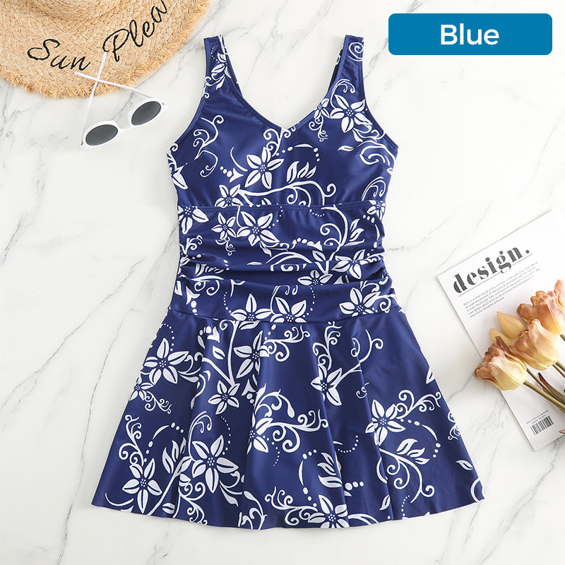 Women's Printed Slim Fit Strap Dress Swimsuit