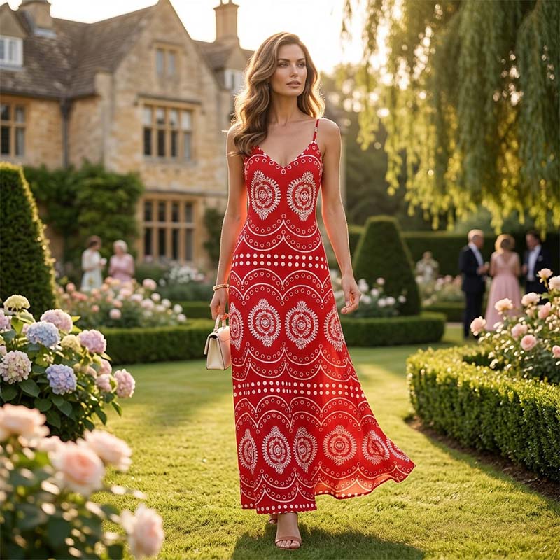👗 50% RABATT! 🌸 Damen Boho Print Maxikleid – Mit verstellbaren Trägern, leicht & fließend – Perfekt für den Urlaub, Strand oder heiße Sommertage ☀️
