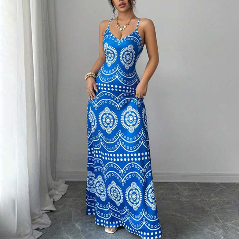 👗 50% RABATT! 🌸 Damen Boho Print Maxikleid – Mit verstellbaren Trägern, leicht & fließend – Perfekt für den Urlaub, Strand oder heiße Sommertage ☀️