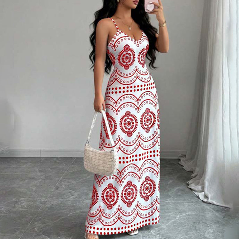 👗 50% RABATT! 🌸 Damen Boho Print Maxikleid – Mit verstellbaren Trägern, leicht & fließend – Perfekt für den Urlaub, Strand oder heiße Sommertage ☀️