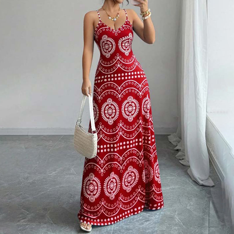👗 50% RABATT! 🌸 Damen Boho Print Maxikleid – Mit verstellbaren Trägern, leicht & fließend – Perfekt für den Urlaub, Strand oder heiße Sommertage ☀️