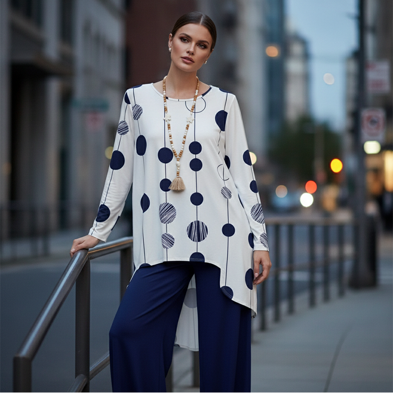 🌟🔥 50% RABATT 💥 Modernes Print-Zweiteiler-Set für Damen – Langarm-Bluse & Hose ✨ mühelos stilvoll & super bequem 💫