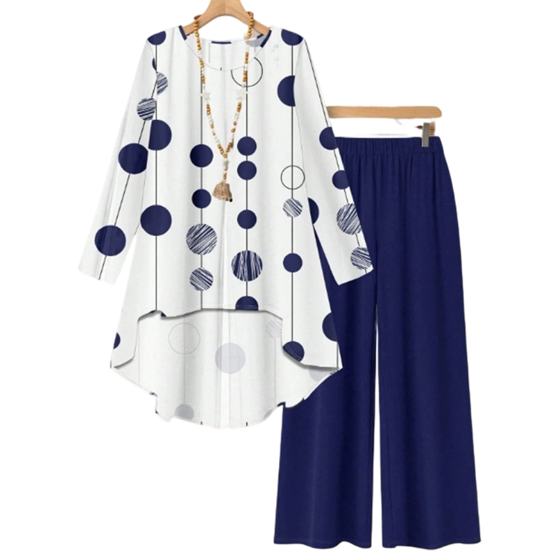 🌟🔥 50% RABATT 💥 Modernes Print-Zweiteiler-Set für Damen – Langarm-Bluse & Hose ✨ mühelos stilvoll & super bequem 💫