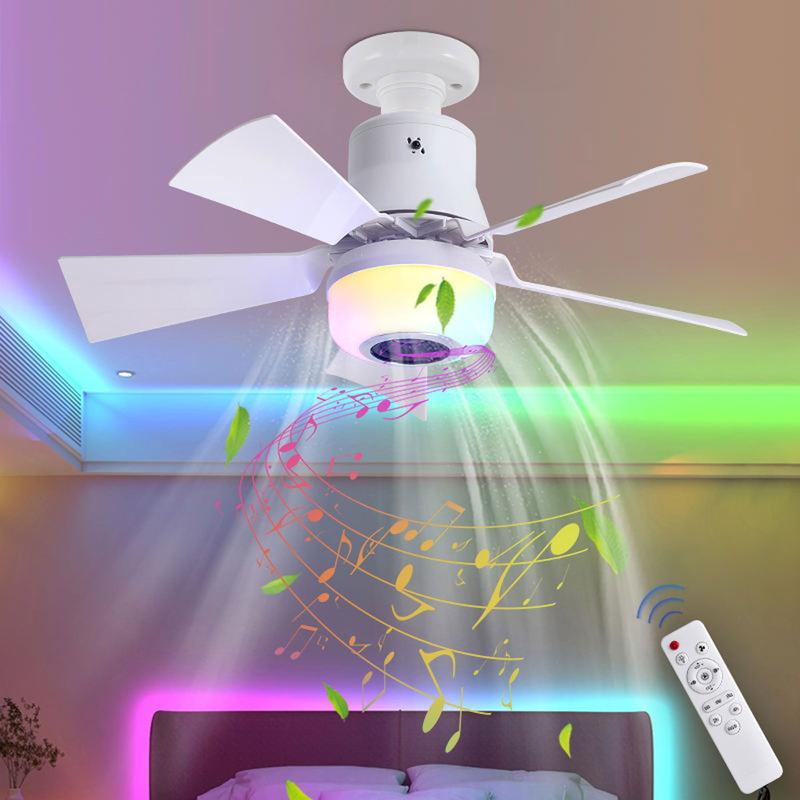 Gluschwein - 🍃Intelligenter Deckenventilator mit RGB-Beleuchtung & Bluetooth-Lautsprecher - 3 Stufen, Fernbedienung & E27-Sockel