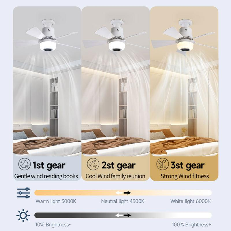 Gluschwein - 🍃Intelligenter Deckenventilator mit RGB-Beleuchtung & Bluetooth-Lautsprecher - 3 Stufen, Fernbedienung & E27-Sockel
