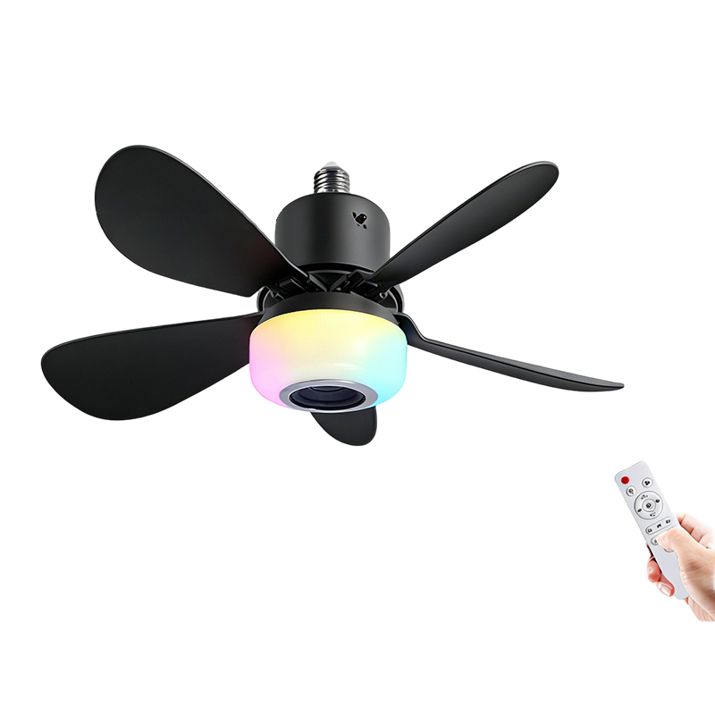 Gluschwein - 🍃Intelligenter Deckenventilator mit RGB-Beleuchtung & Bluetooth-Lautsprecher - 3 Stufen, Fernbedienung & E27-Sockel