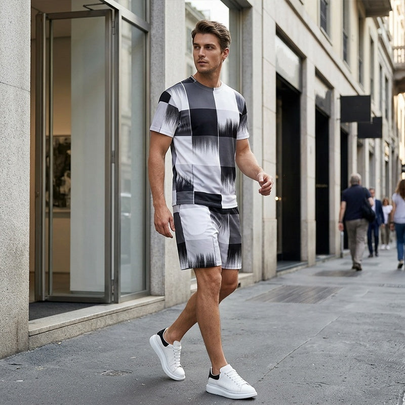 👕 50% RABATT! 🩳 Herren Abstraktes Druck T-Shirt & Shorts Set – Leicht, atmungsaktiv & perfekt für Sommer, Sport oder lässige Tage – bequemer 2-teiliger Look 🔥