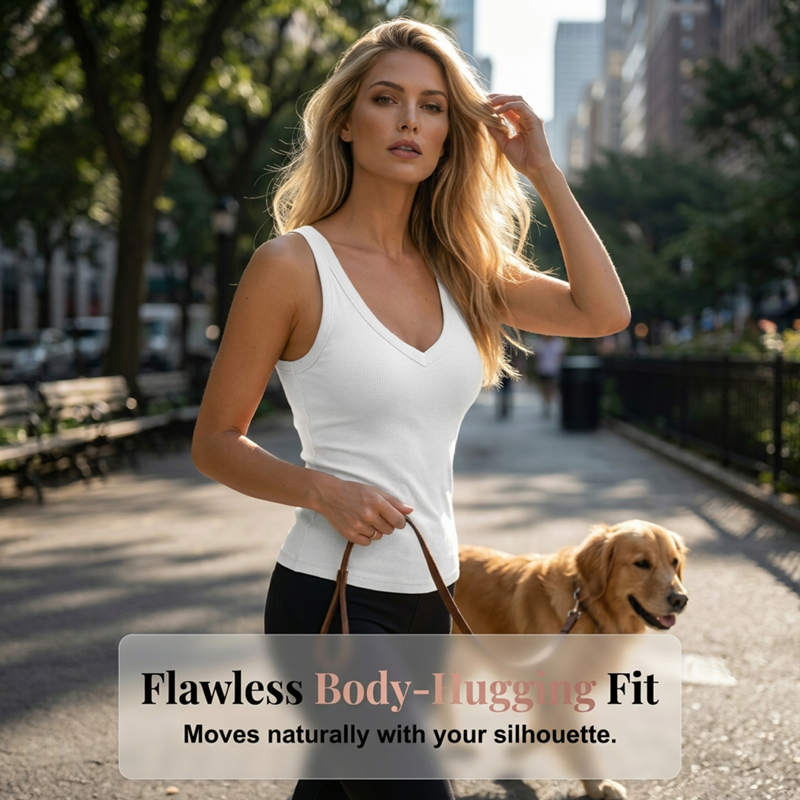 👚 50% RABATT! ⏰ Damen-Ribbed-V-Ausschnitt-Tanktop – Stretchig, figurbetont & perfekt für Sommer, Sport oder Layering unter Jacken 💪