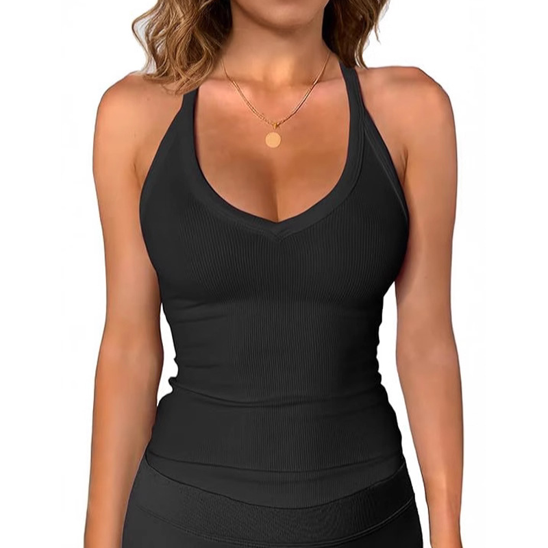 👚 50% RABATT! ⏰ Damen-Ribbed-V-Ausschnitt-Tanktop – Stretchig, figurbetont & perfekt für Sommer, Sport oder Layering unter Jacken 💪