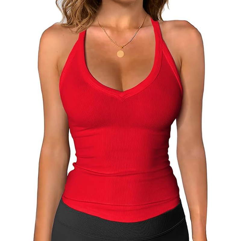 👚 50% RABATT! ⏰ Damen-Ribbed-V-Ausschnitt-Tanktop – Stretchig, figurbetont & perfekt für Sommer, Sport oder Layering unter Jacken 💪