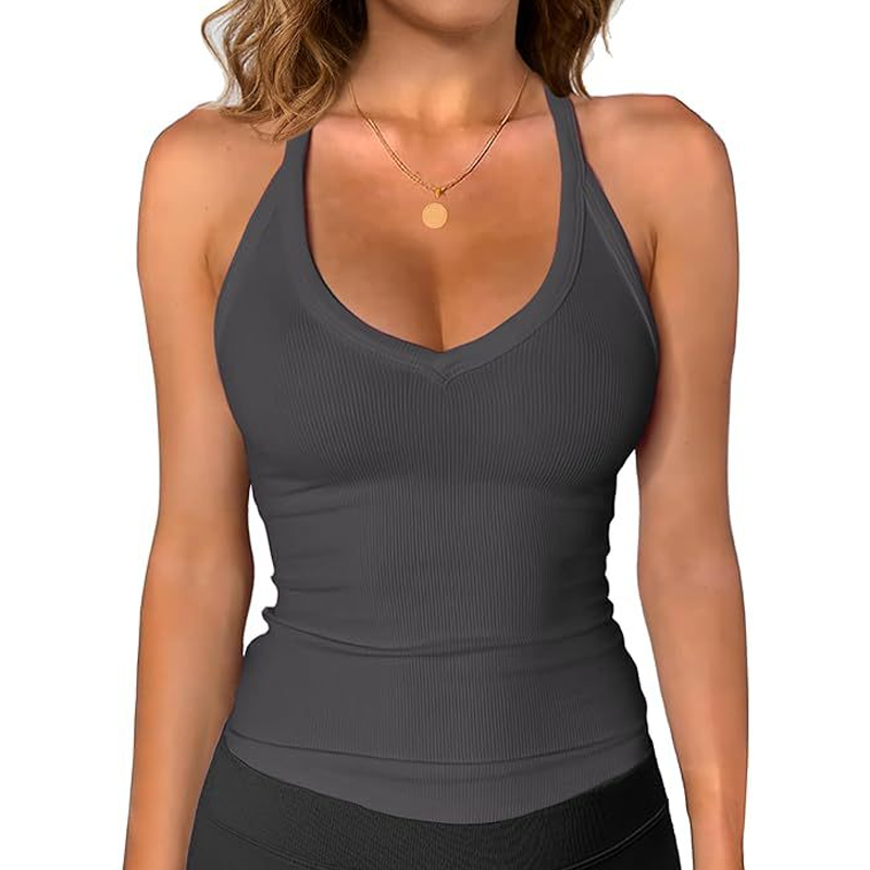 👚 50% RABATT! ⏰ Damen-Ribbed-V-Ausschnitt-Tanktop – Stretchig, figurbetont & perfekt für Sommer, Sport oder Layering unter Jacken 💪