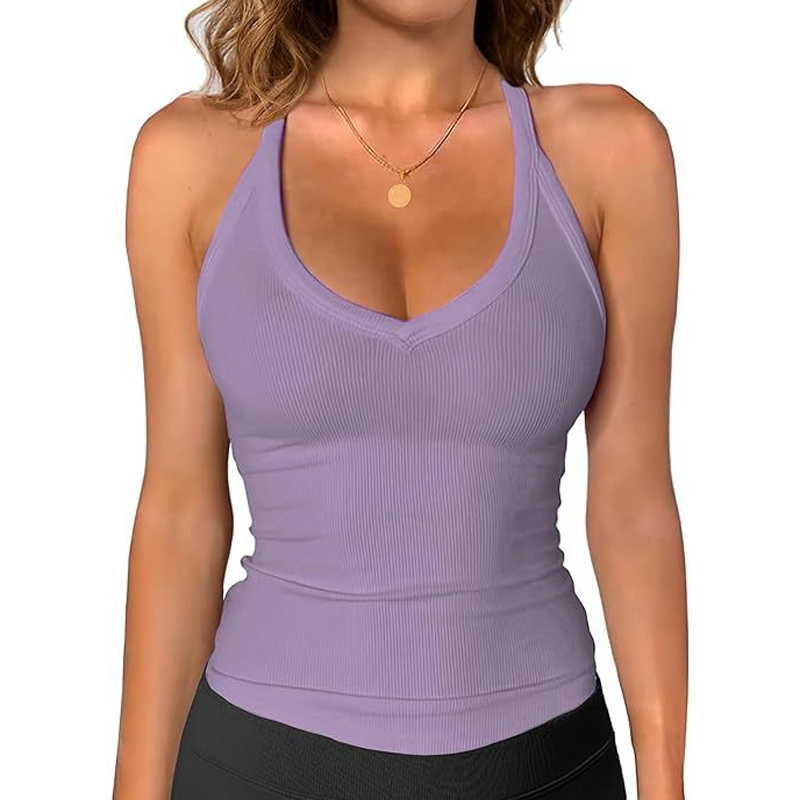 👚 50% RABATT! ⏰ Damen-Ribbed-V-Ausschnitt-Tanktop – Stretchig, figurbetont & perfekt für Sommer, Sport oder Layering unter Jacken 💪