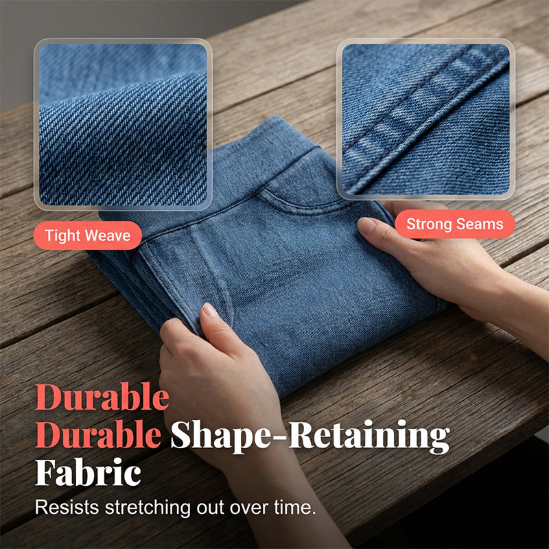 High-Waist Stretch Denim Shorts