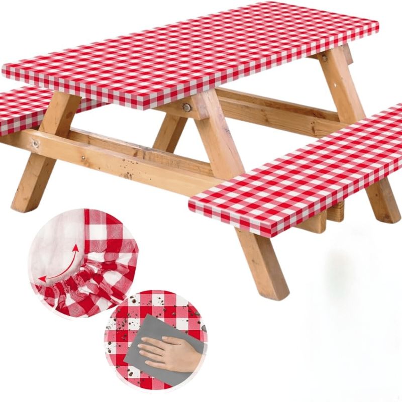 Wasserdichte Picknicktischabdeckung (1,8 m) – 3 Stück/Set