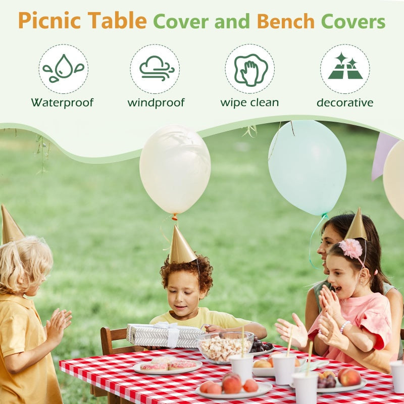 Wasserdichte Picknicktischabdeckung (1,8 m) – 3 Stück/Set