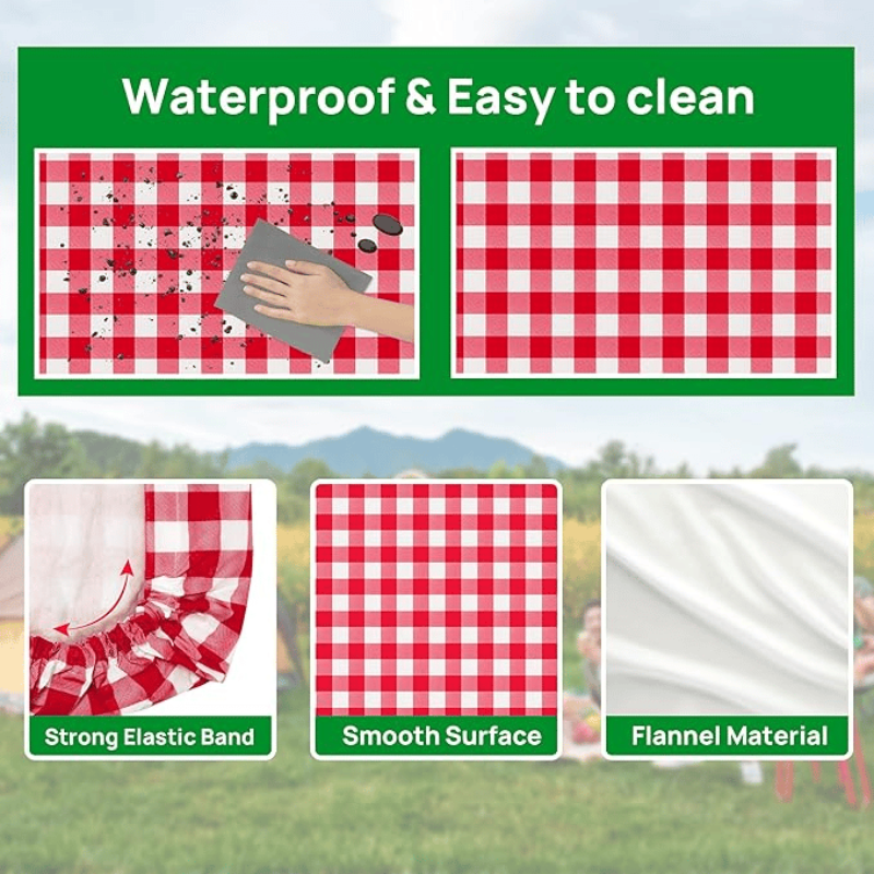 Wasserdichte Picknicktischabdeckung (1,8 m) – 3 Stück/Set