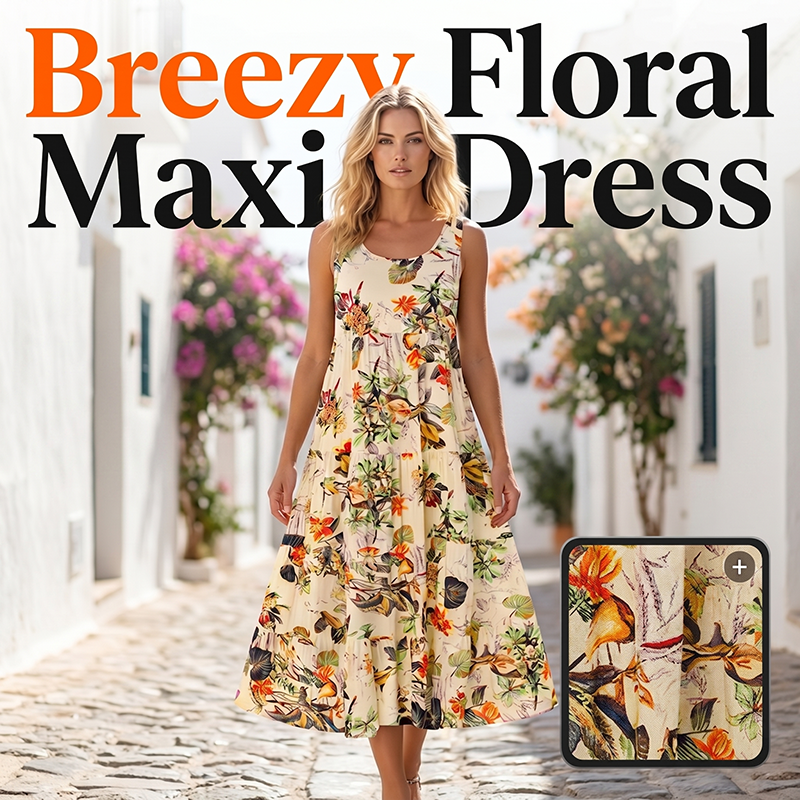 Ärmelloses Maxikleid mit Blumenmuster