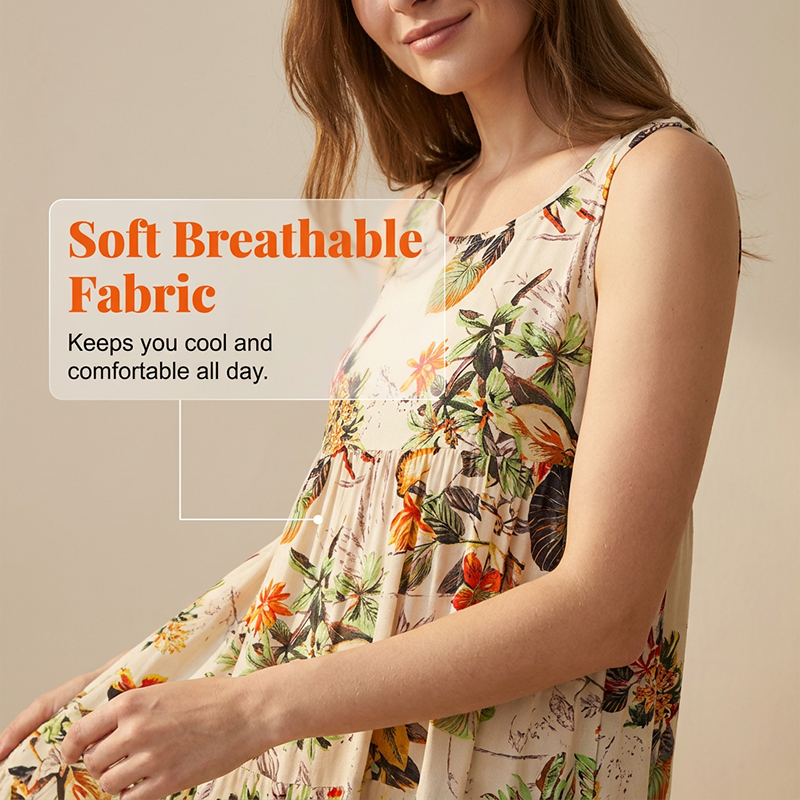 Ärmelloses Maxikleid mit Blumenmuster